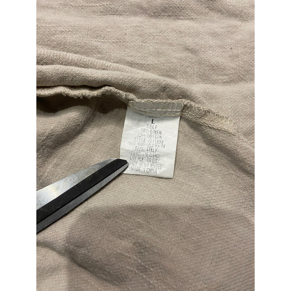 Women's Blue B Collection Frayed Hem Linen/Cotton Shacket - Picture 4 of 4